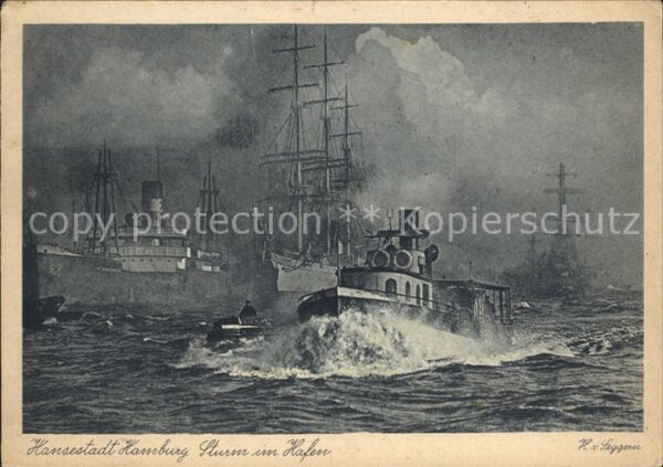 Segelschiffe Ozeandamofer Hamburg Hafen Sturm H. v.