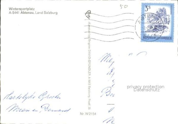Abtenau Dorfpartie mit Kirche und Pferdeschlitt – Bild 2