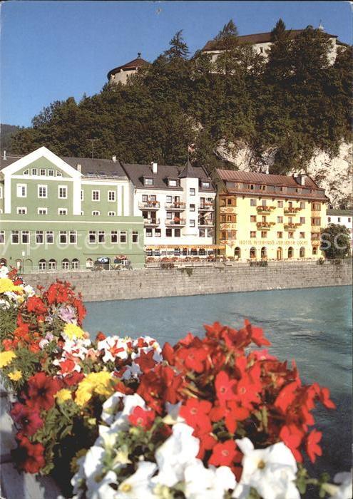 Kufstein Tirol Motiv am Inn mit Blick zur Festung