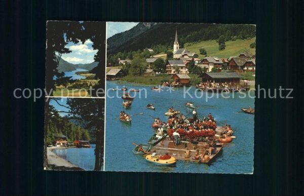 Weissensee Kaernten Panorama Ortsansicht Flossfahrt Bootspa