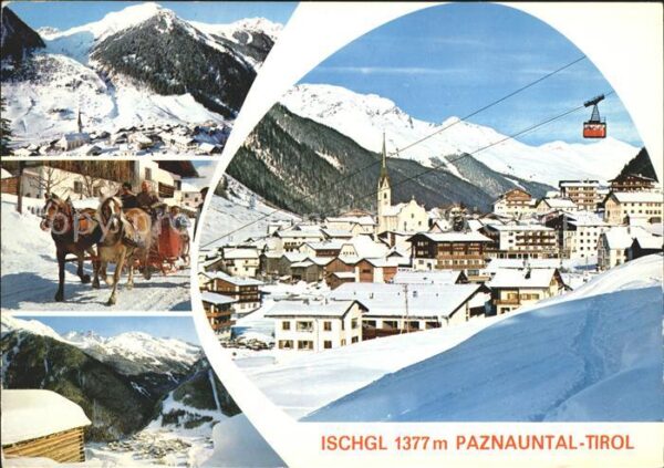 Ischgl Panorama Pferdeschlitten Ortsansicht Se