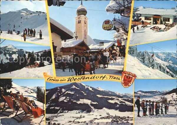 Westendorf Tirol Skipiste Dorfpartie mit Pferdeschlitten