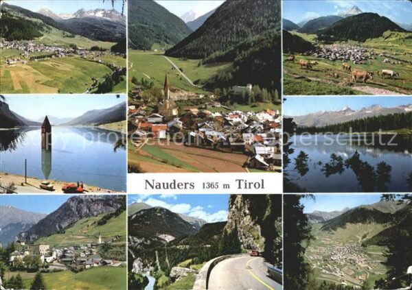 Nauders Tirol Panorama Ortsansichten Strassenpartie S