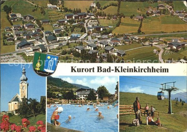 Bad Kleinkirchheim Kaernten Fliegeraufnahme Kirche Schwimmbad Seilb