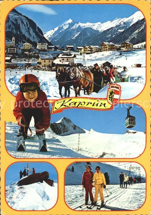Kaprun Ortsansicht Pferdeschlitten Gipfelkreuz