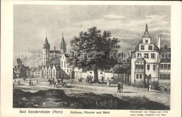 Bad Gandersheim Rathaus Münster Abtei Steindruck Kraus