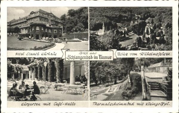 Schlangenbad Taunus Kurhaus Kurgarten Cafe-Halle Thermalsch