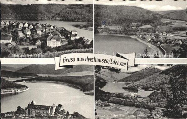 Herzhausen Edersee Schloss Waldeck Sperrmauer Bahnpost-Ste