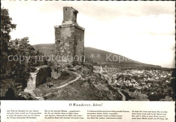 Falkenstein Taunus Burg Falkenstein Gedicht O Wanderer hör