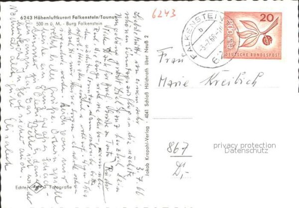 Falkenstein Taunus Burg Falkenstein Gedicht O Wanderer hör – Bild 2