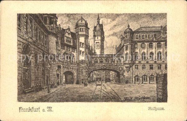 Frankfurt Main Rathaus Künstlerkarte