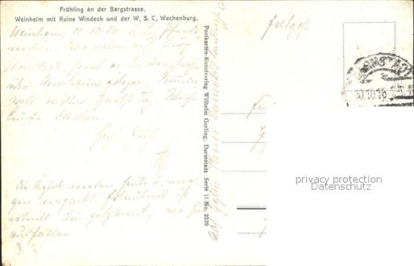 Weinheim Bergstrasse Ruine Windeck W. S. C. Wachenburg – Bild 2