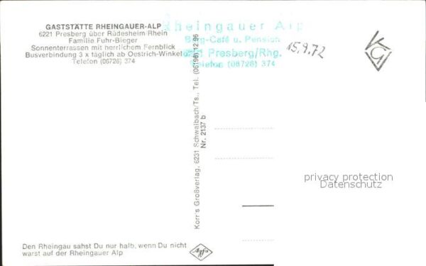 Presberg Rheingau Gaststätte Rheingauer Alp – Bild 2