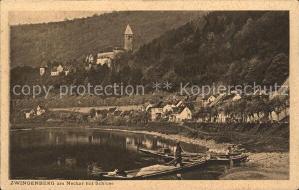 Zwingenberg Baden Neckar Neckarufer mit Schloss