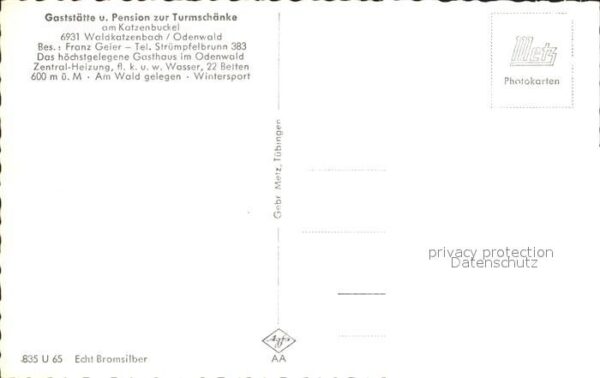 Waldkatzenbach Gaststätte Pension Zur Turmschänke – Bild 2