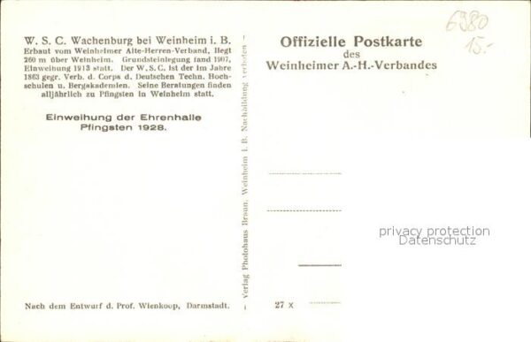 Weinheim Bergstrasse W. S. C. Wachenburg – Bild 2