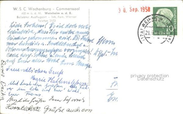 Weinheim Bergstrasse W. S. C. Wachenburg Commerssaal – Bild 2