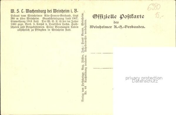 Weinheim Bergstrasse W. S. C. Wachenburg – Bild 2