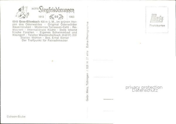 Gras-Ellenbach Hotel Siegfriedbrunnen Ochsenstube – Bild 2
