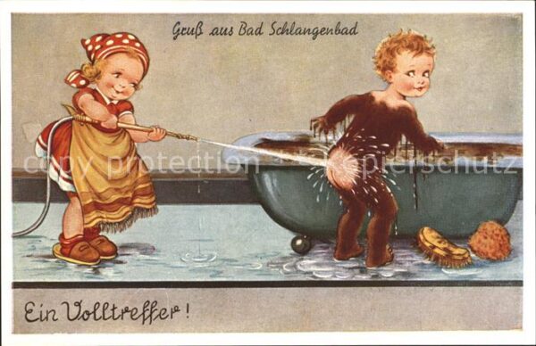Schlangenbad Taunus Künstlerkarte Komik