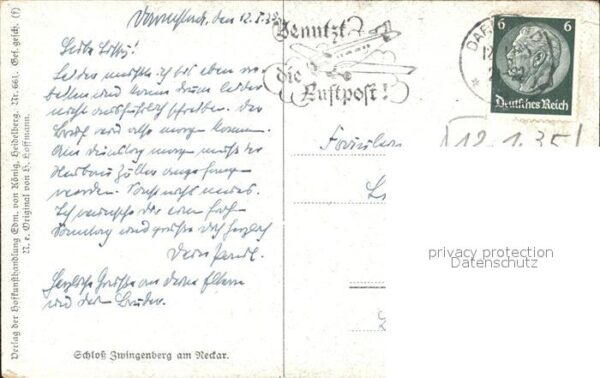 Zwingenberg Baden Neckar Schloss Künstlerkarte – Bild 2