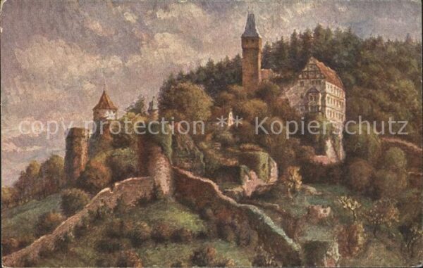 Hirschhorn Neckar Schloss Künstlerkarte