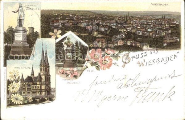 Wiesbaden mit Denkmal Wilhelm der Erste und Ringk