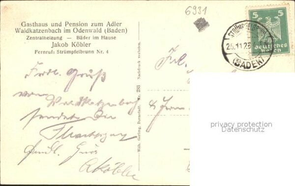 Waldkatzenbach Oberer Höllgrund Gasthaus Pension zum A – Bild 2