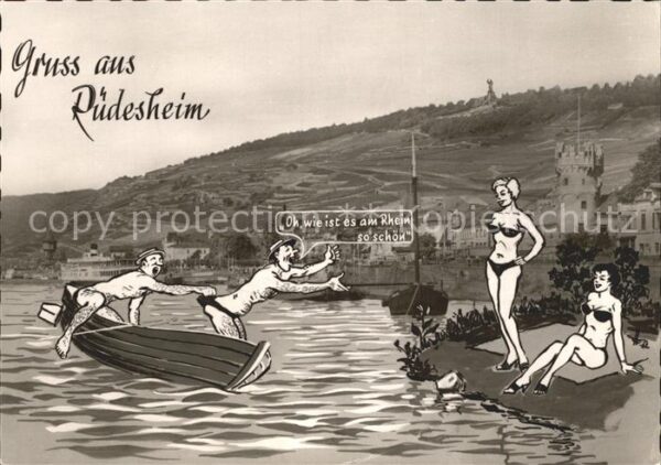 Ruedesheim Rhein Künstlerkarte Komik