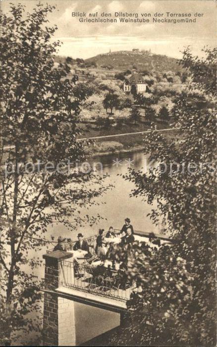 Neckargemuend Terrasse Griechische Weinstube Blick au