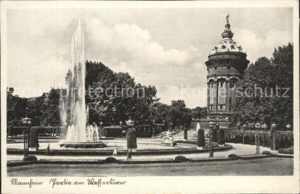 Mannheim Partie am Wasserturm Fontäne