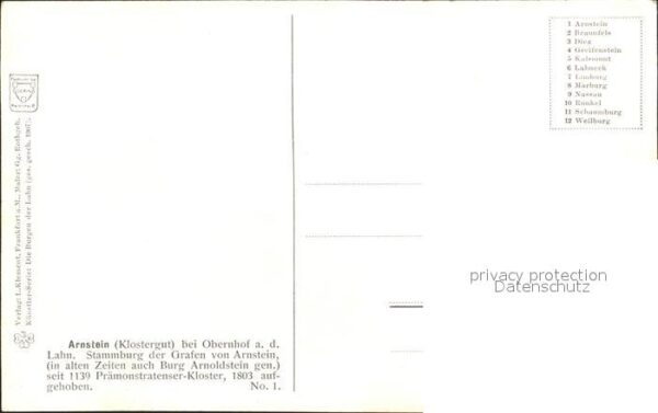 Arnstein Kloster Klostergut an der Lahn Künstlerkarte – Bild 2