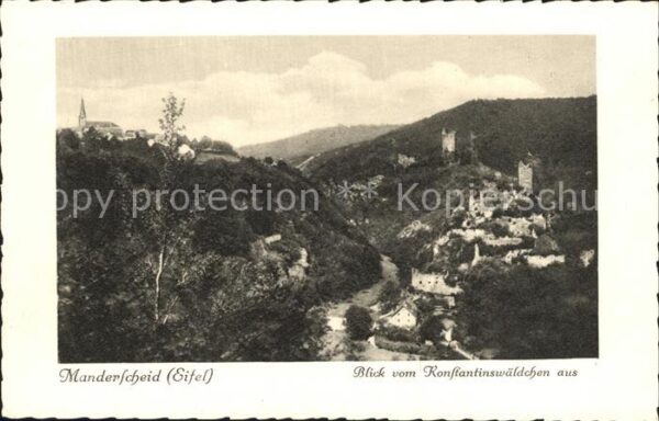 Manderscheid Eifel Panorama Blick vom Konstantinswäldchen