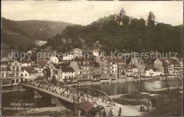 Altena Lenne Untere Brücke mit Burg
