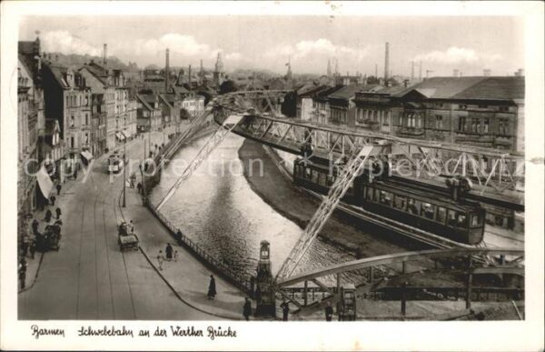 Barmen Wuppertal Schwebebahn an der Werther Brücke