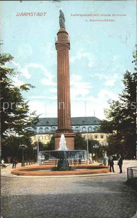Darmstadt Ludwigssäule mit neuem Brunnen Kanzleig