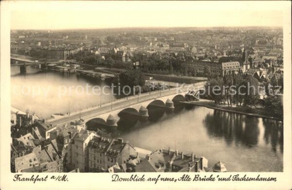 Frankfurt Main Domblick auf neue Alte Brücke und Sachs