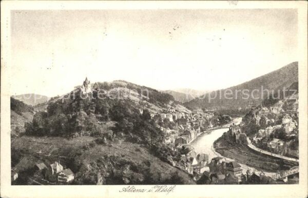 Altena Lenne Panorama Burg Bahnpost