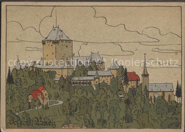 Burg Wupper Schloss Burg Künstlerkarte