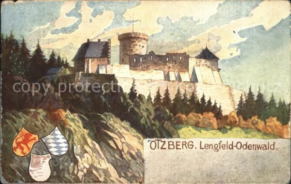 Lengfeld Odenwald Burg Otzberg Künstlerkarte