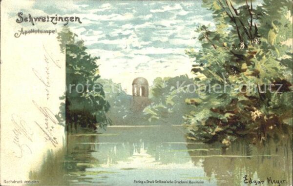 Schwetzingen Parkanlage See Künstlerkarte