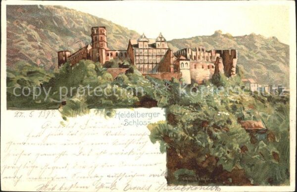 Heidelberg Neckar Schloss Künstlerkarte