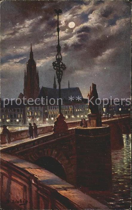 Frankfurt Main Alte Mainbrücke bei Nacht Liebig Künstl