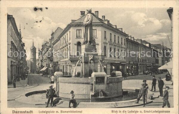 Darmstadt Ludwigsplatz mit Bismarckdenkmal