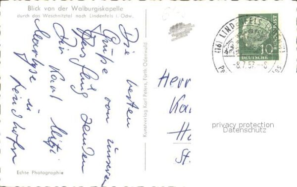 Lindenfels Odenwald Blick von der Walburgiskapelle – Bild 2