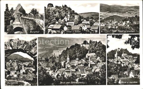 Lindenfels Odenwald Burghof Burgblick Total von Westen und