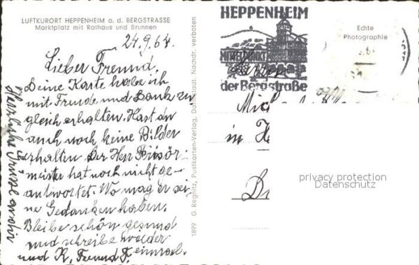 Heppenheim Bergstrasse Marktplatz Rathaus Brunnen – Bild 2