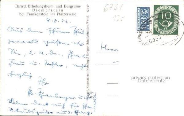 Diemerstein Pfalz Christl Erholungsheim und Burgruine Die – Bild 2