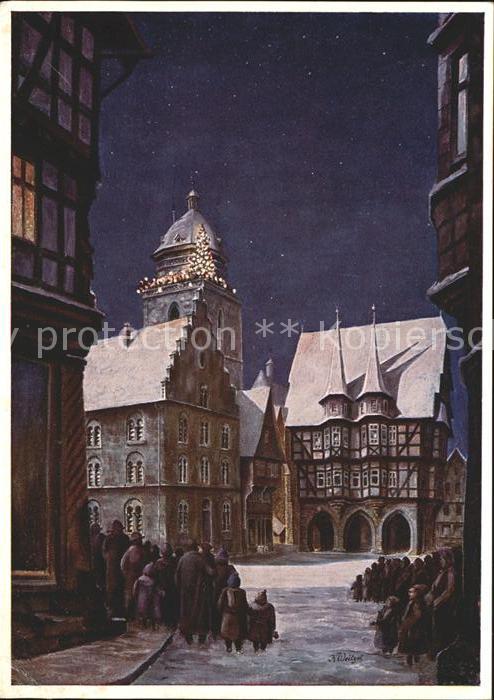 Alsfeld Dorfmotiv am Weihnachtsabend Künstlerka