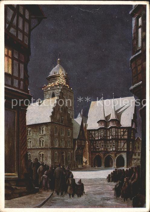 Alsfeld Dorfmotiv am Weihnachtsabend Künstlerka